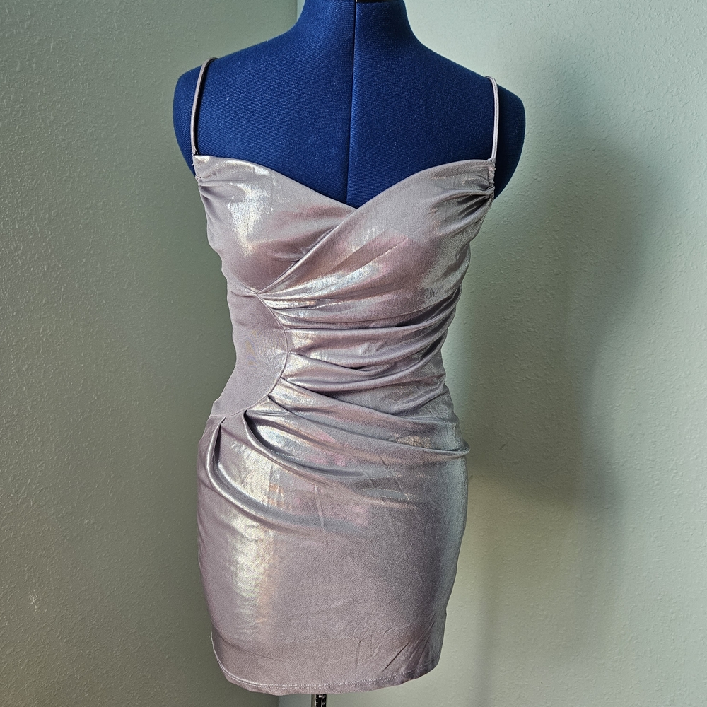 Body Central Shimmering Silver Mini Dress
